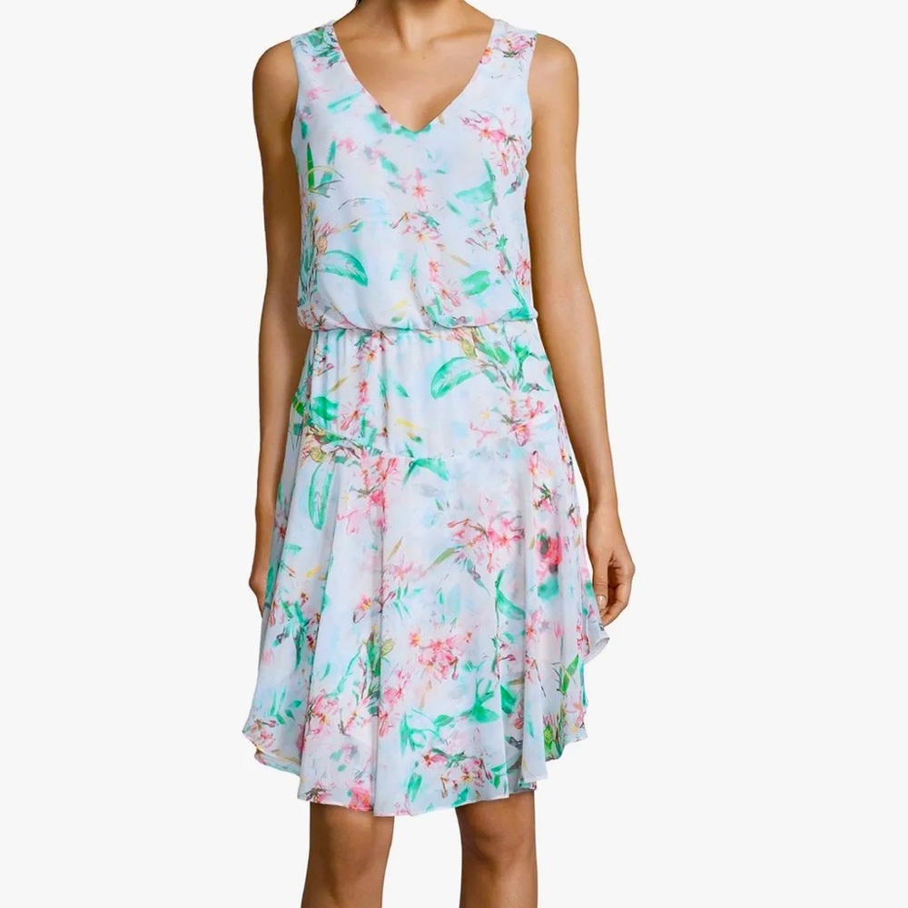 NWOT Bisou Bisou Sleeveless Floral Print Blouson Dress